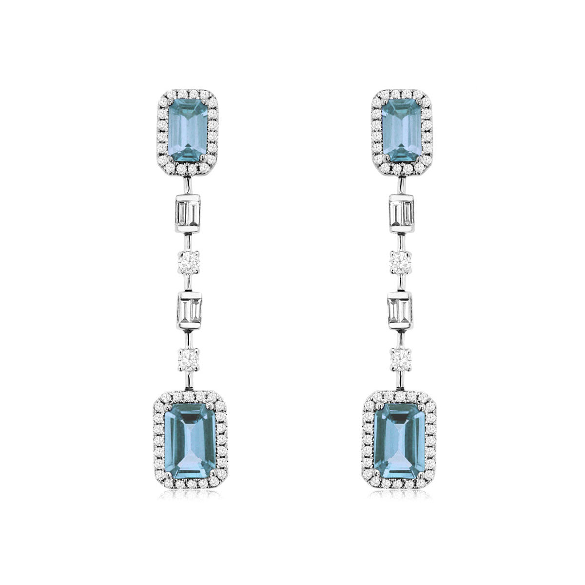 14kw Aquamarine and Diamond Earrings