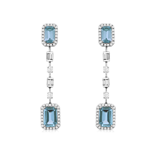 14kw Aquamarine and Diamond Earrings