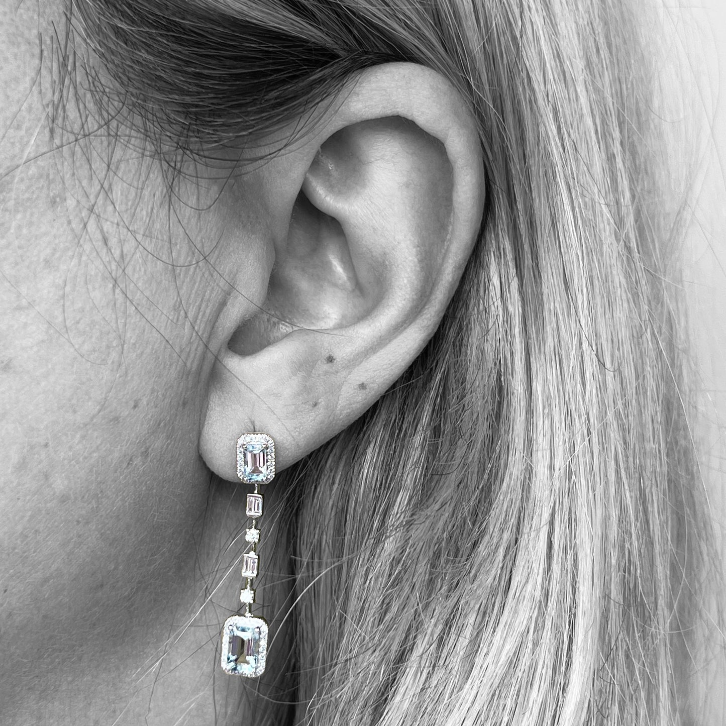 14kw Aquamarine and Diamond Earrings