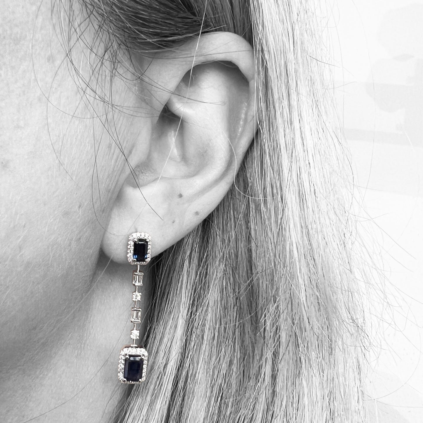 14kw Sapphire and Diamond Earrings