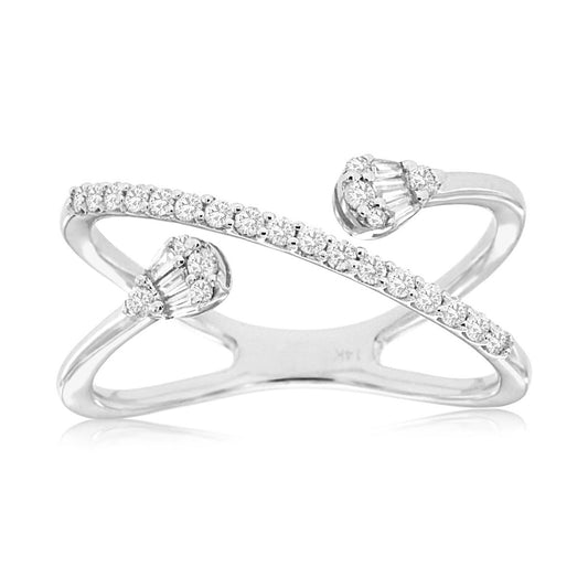 14kw Criss Cross Diamond Ring