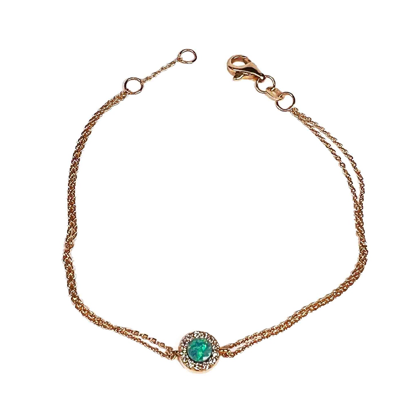 18ky Opal and diamond halo bracelet
