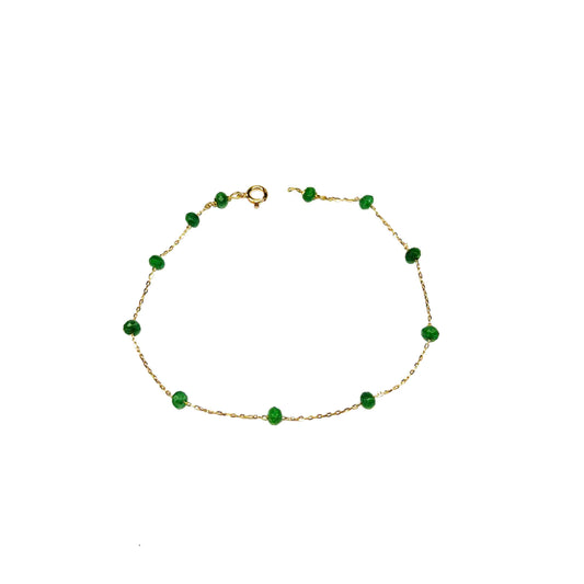 18ky Emerald Beads Bracelet