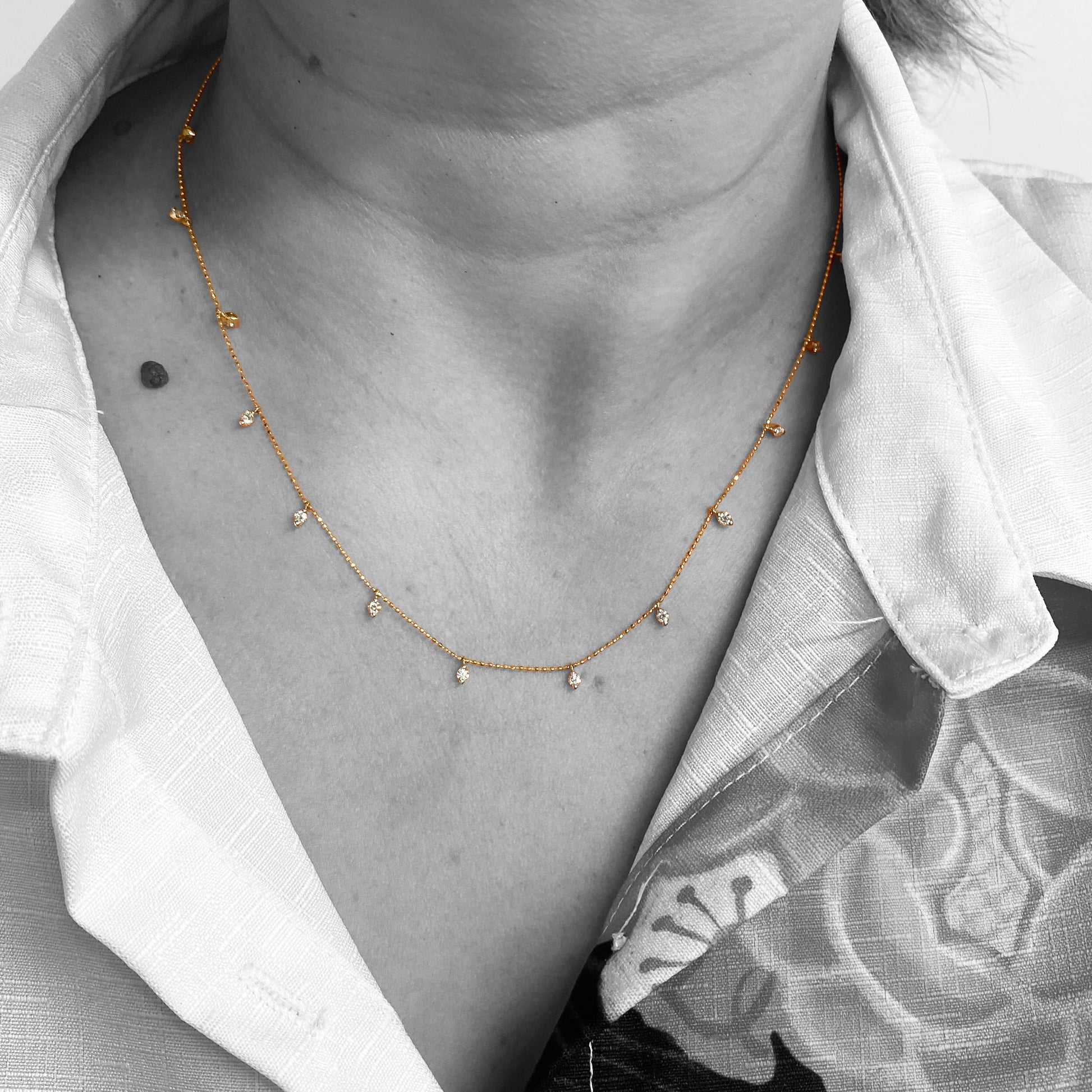 14ky Diamond Dangles Necklace 0.50ctw - eklektic jewelry studio