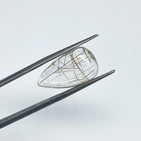 Rutilated Quartz, Tear Drop Cabochon - eklektic jewelry studio