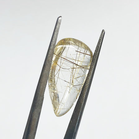 Rutilated Quartz, Tear Drop Cabochon - eklektic jewelry studio