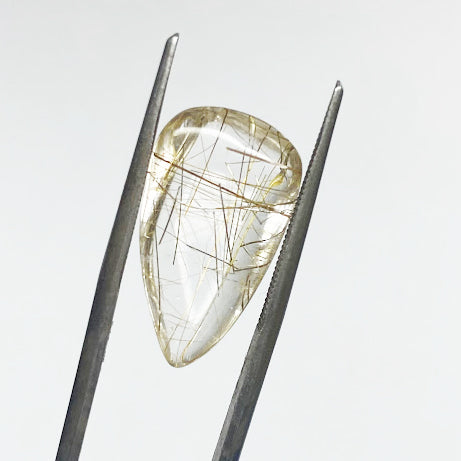 Rutilated Quartz, Tear Drop Cabochon - eklektic jewelry studio