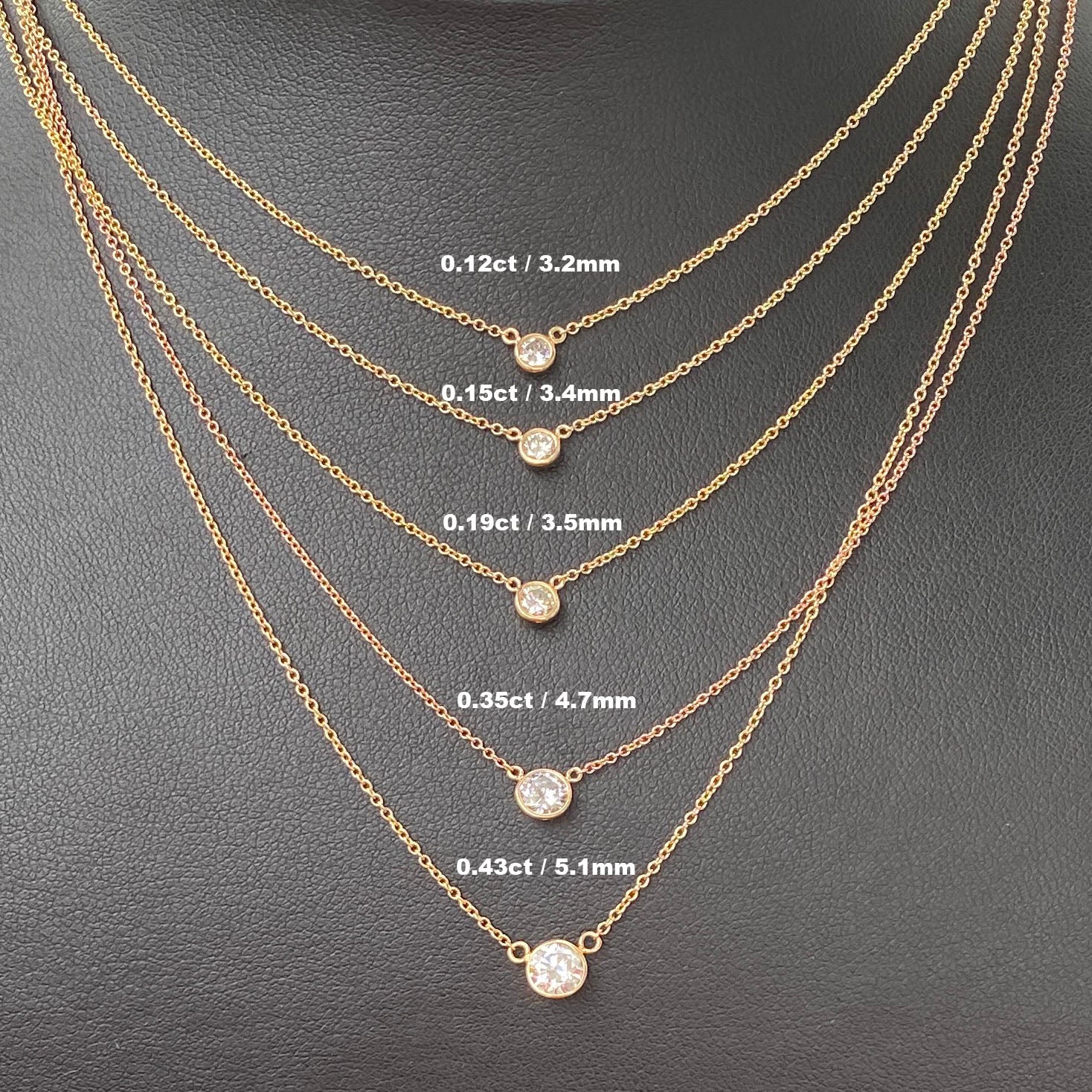 14k pink Solitaire Diamond Necklace 0.35ct - eklektic jewelry studio