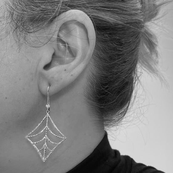 14kw Filigree Dangling Earrings With Diamonds - eklektic jewelry studio