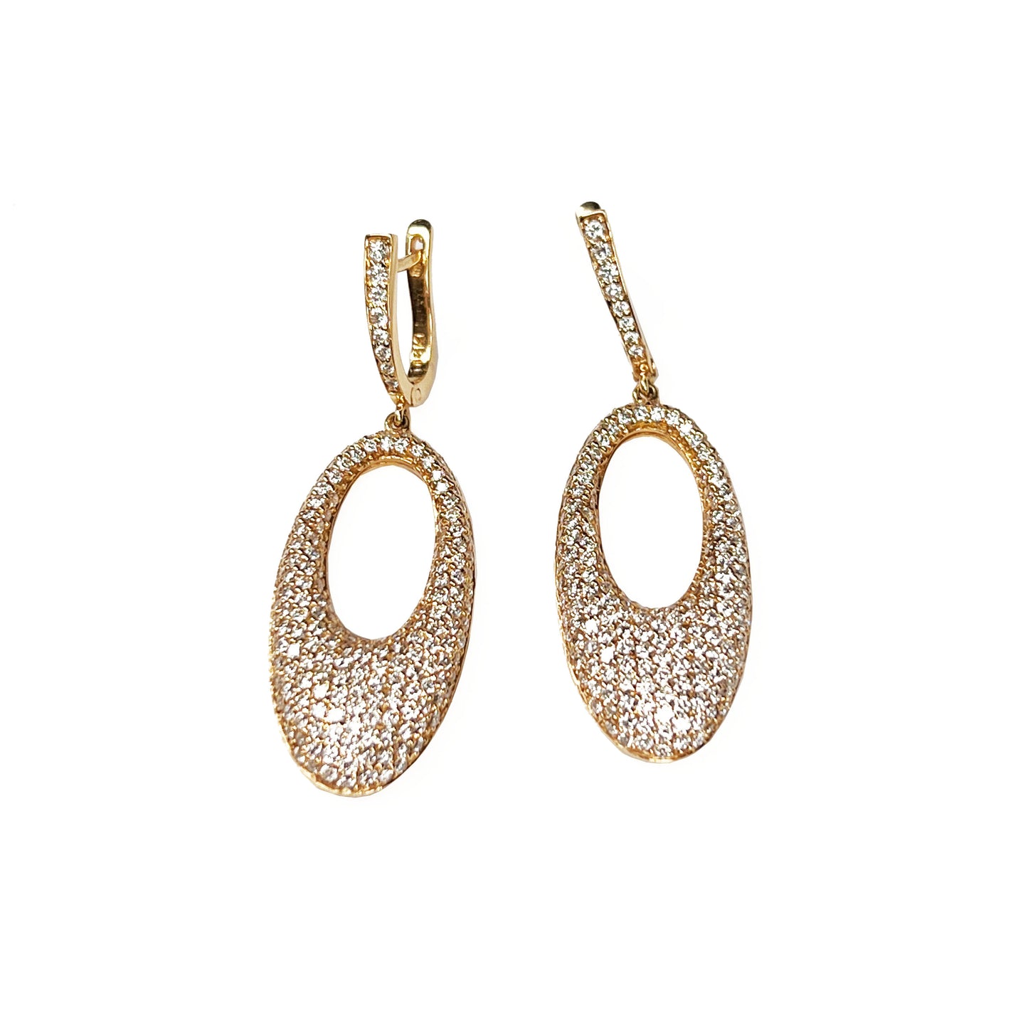 18kr Large Pave Diamond Earrings