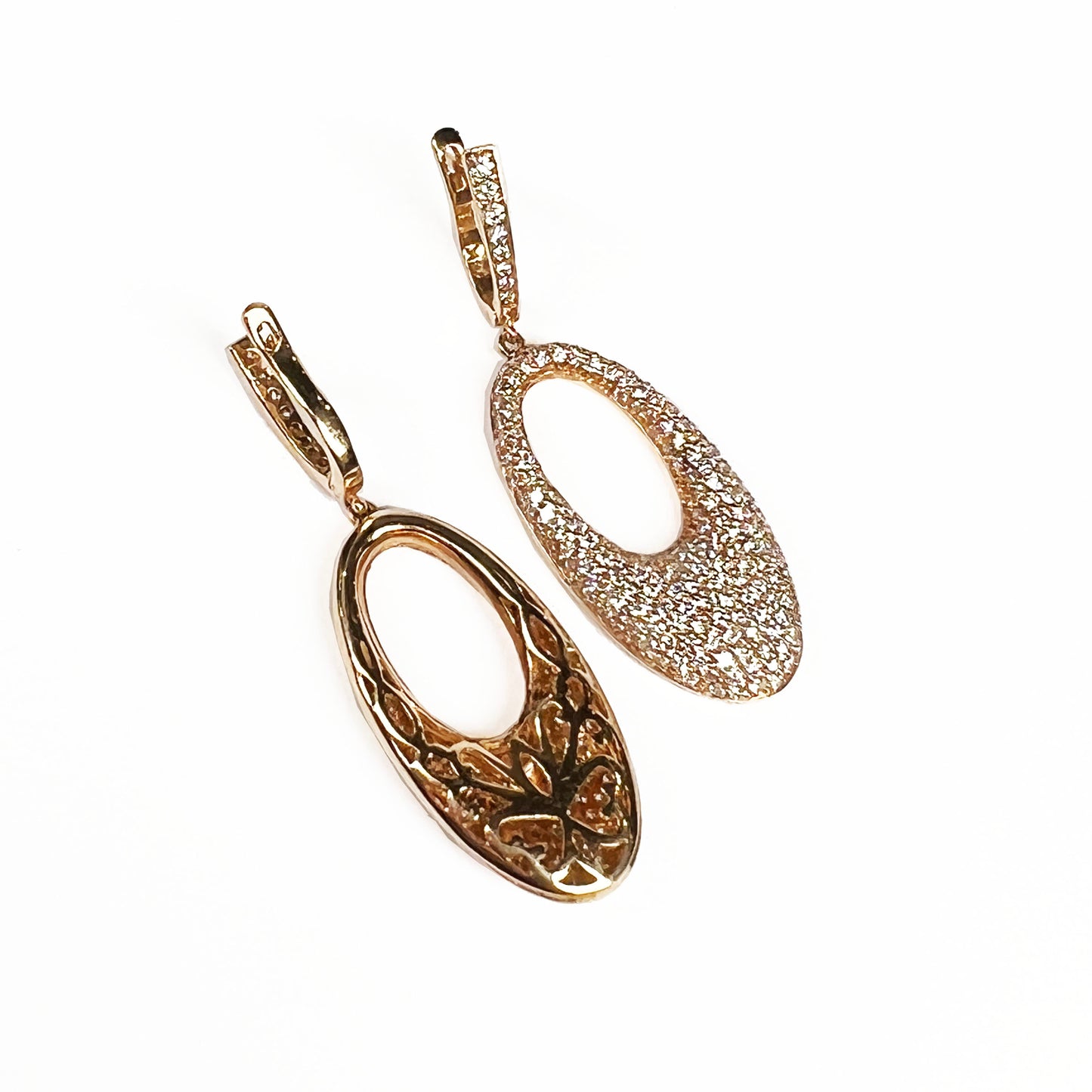 18kr Large Pave Diamond Earrings