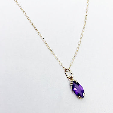 14ky Marquise Amethyst Pendant - eklektic jewelry studio