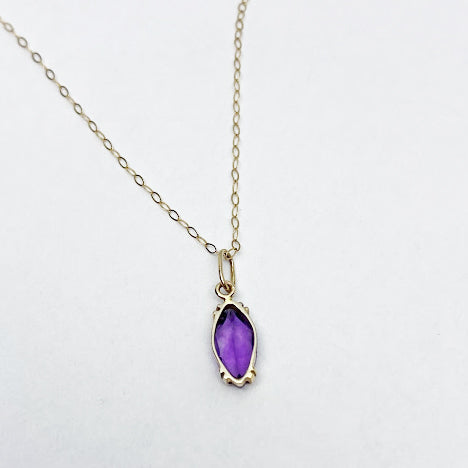 14ky Marquise Amethyst Pendant - eklektic jewelry studio