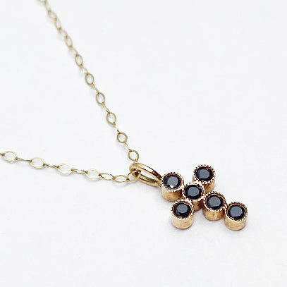 14kr Black Diamond Cross with 14k chain - eklektic jewelry studio