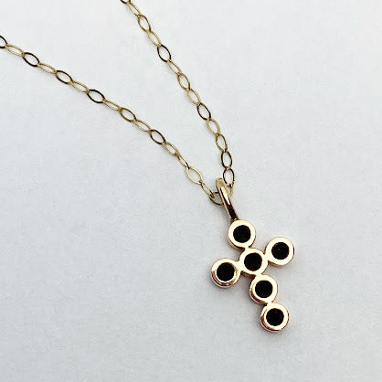 14kr Black Diamond Cross with 14k chain - eklektic jewelry studio