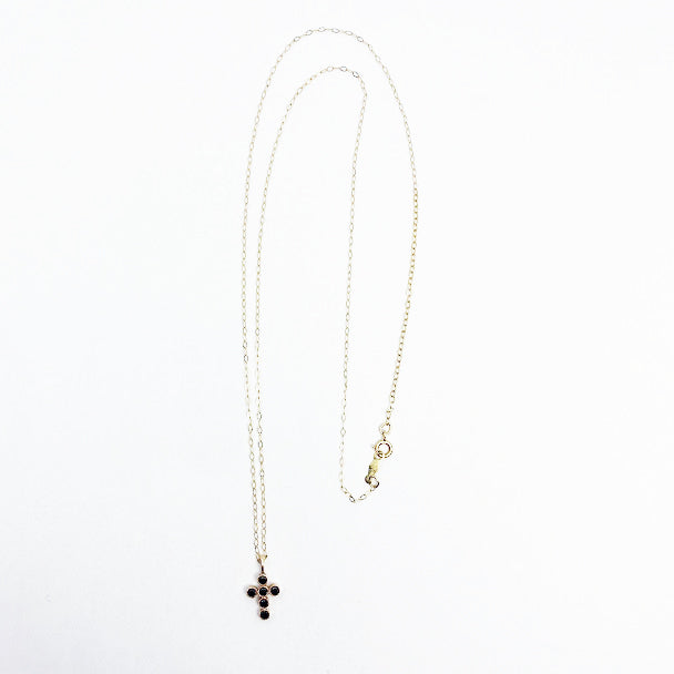 14kr Black Diamond Cross with 14k chain - eklektic jewelry studio