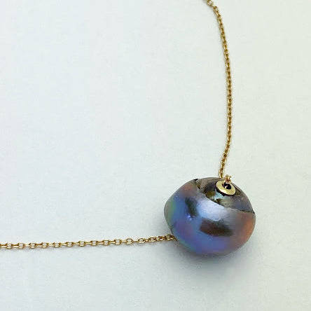 Black Baroque Pearl Slide on 14ky Chain - eklektic jewelry studio