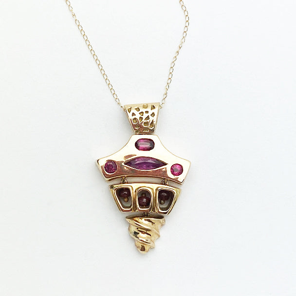 14ky Gaudi Inspired Ruby Pendant - eklektic jewelry studio