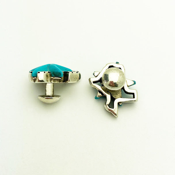 Texas Star Turquoise Oxidized Silver Cufflinks - eklektic jewelry studio