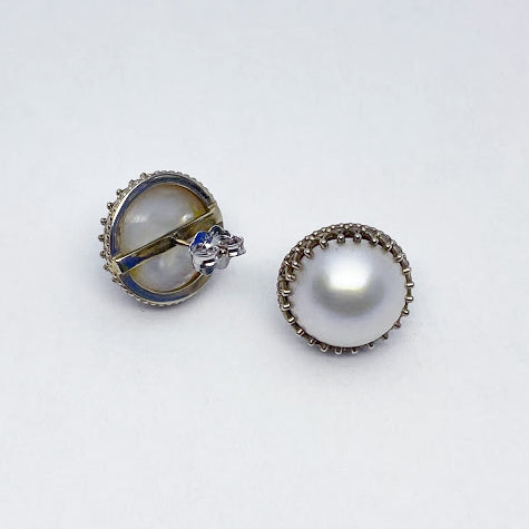 14kw Mabe Pearl Stud Earrings - eklektic jewelry studio