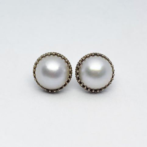 14kw Mabe Pearl Stud Earrings - eklektic jewelry studio