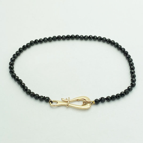 14ky Black Spinel Bead Bracelet - eklektic jewelry studio