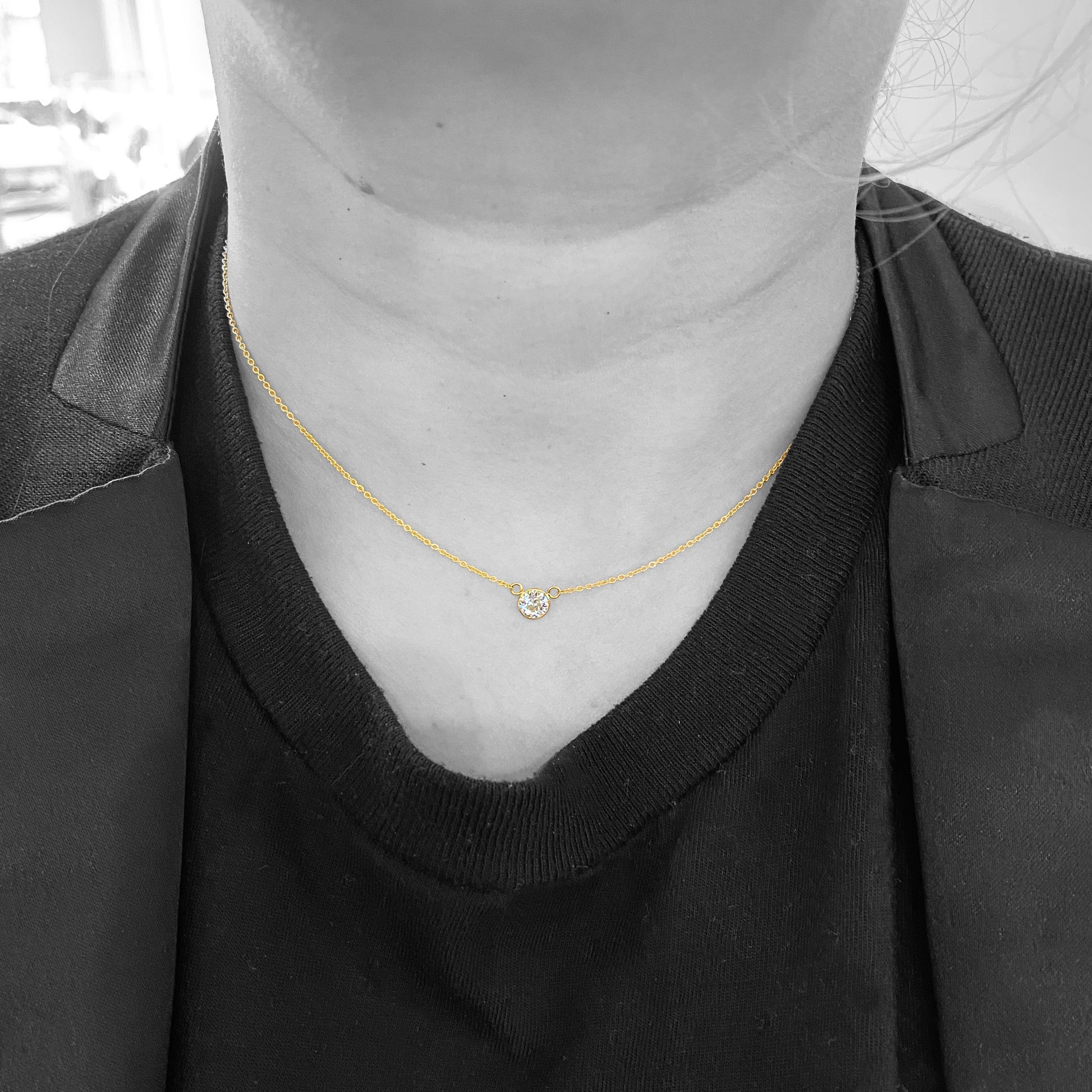 14ky Solitaire Diamond Necklace 0.47ct - eklektic jewelry studio