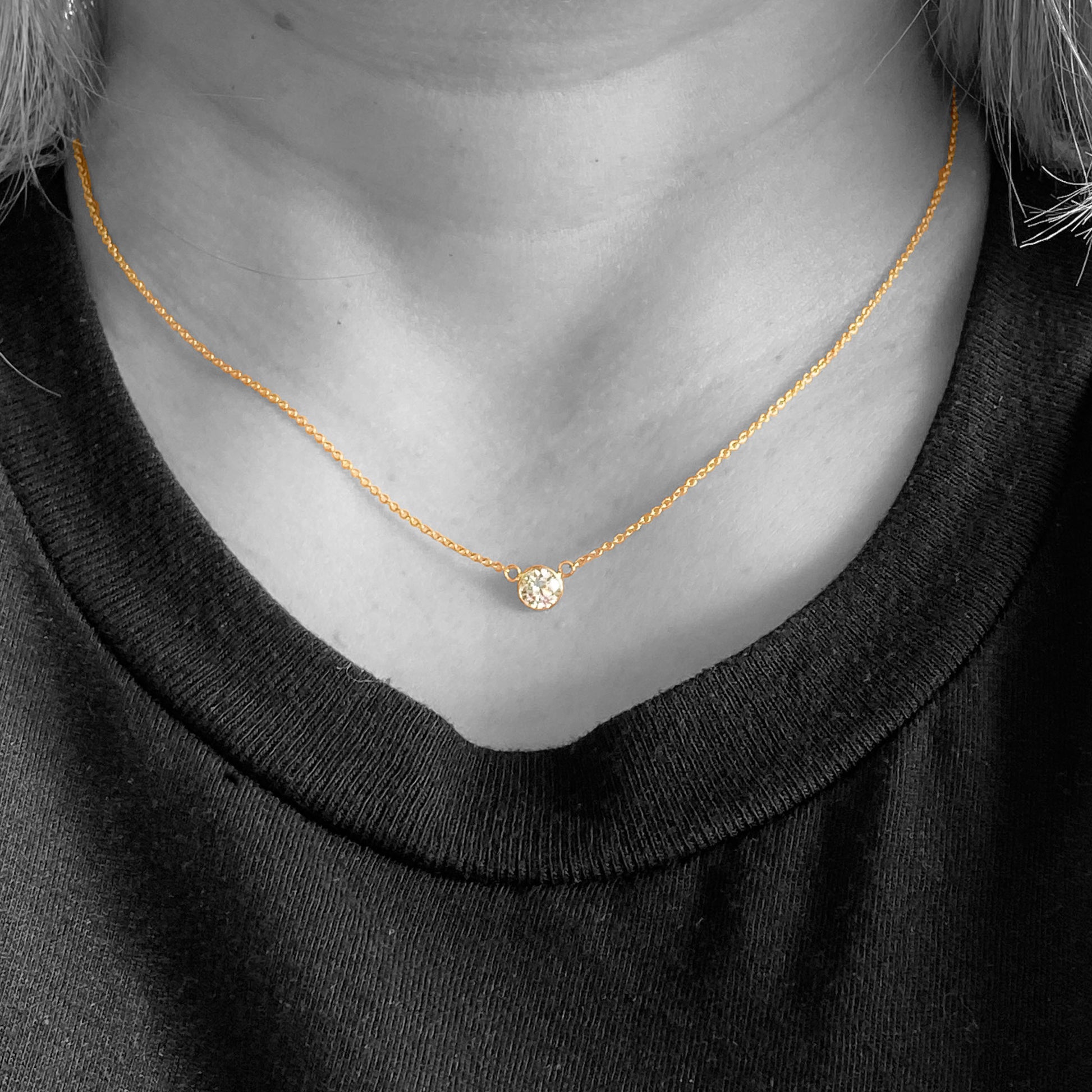 14ky Solitaire Diamond Necklace 0.43ct - eklektic jewelry studio