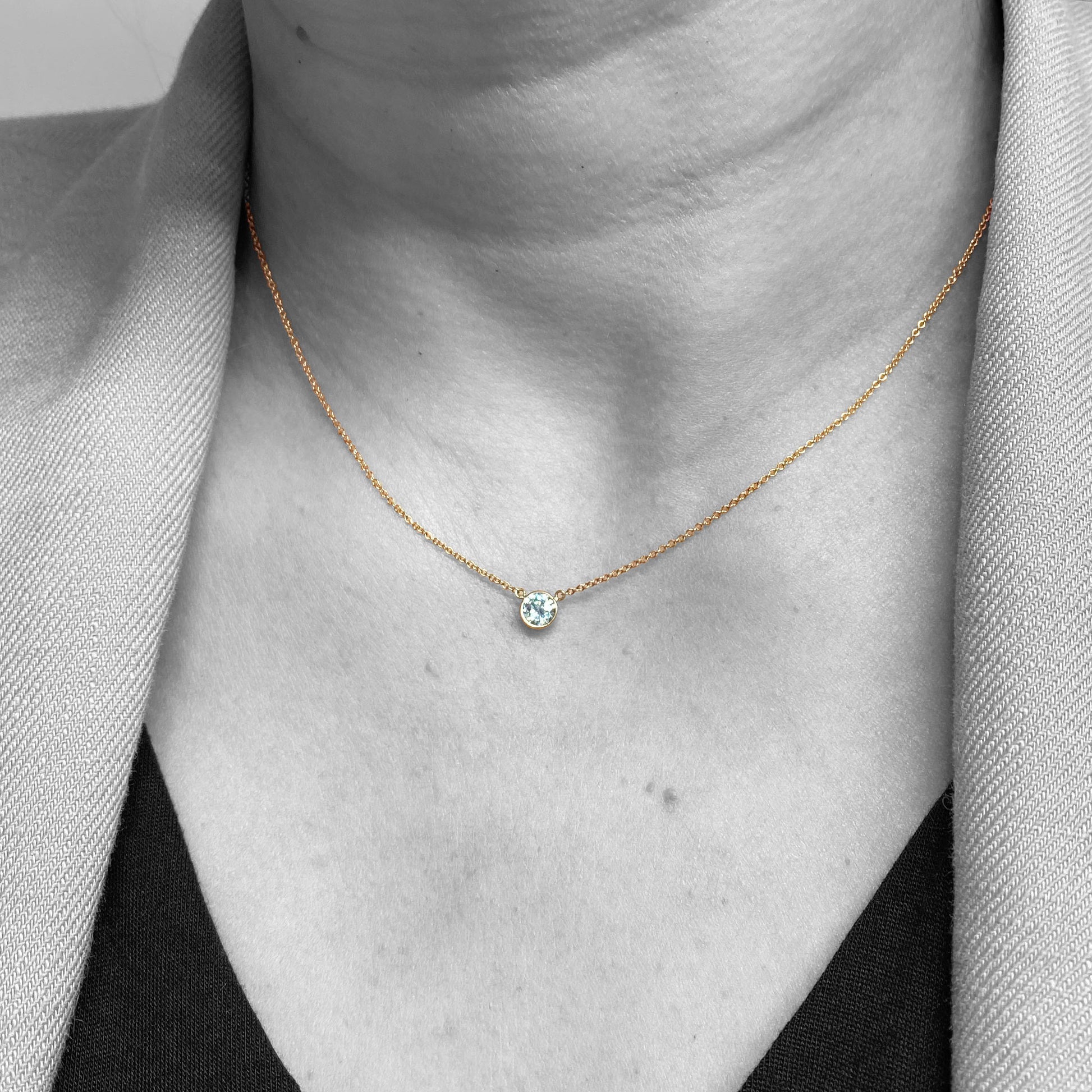 14k pink Solitaire Diamond Necklace 0.35ct - eklektic jewelry studio