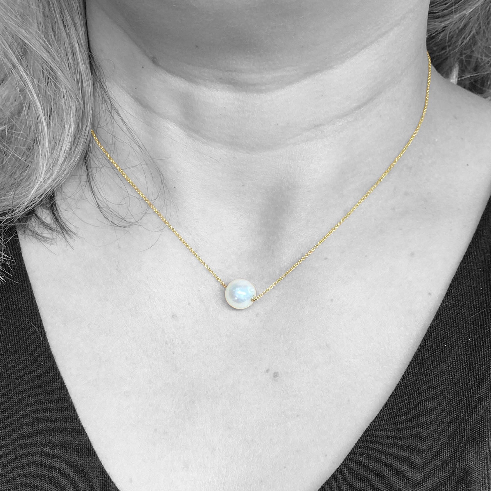 14ky White Pearl Slide Necklace - eklektic jewelry studio
