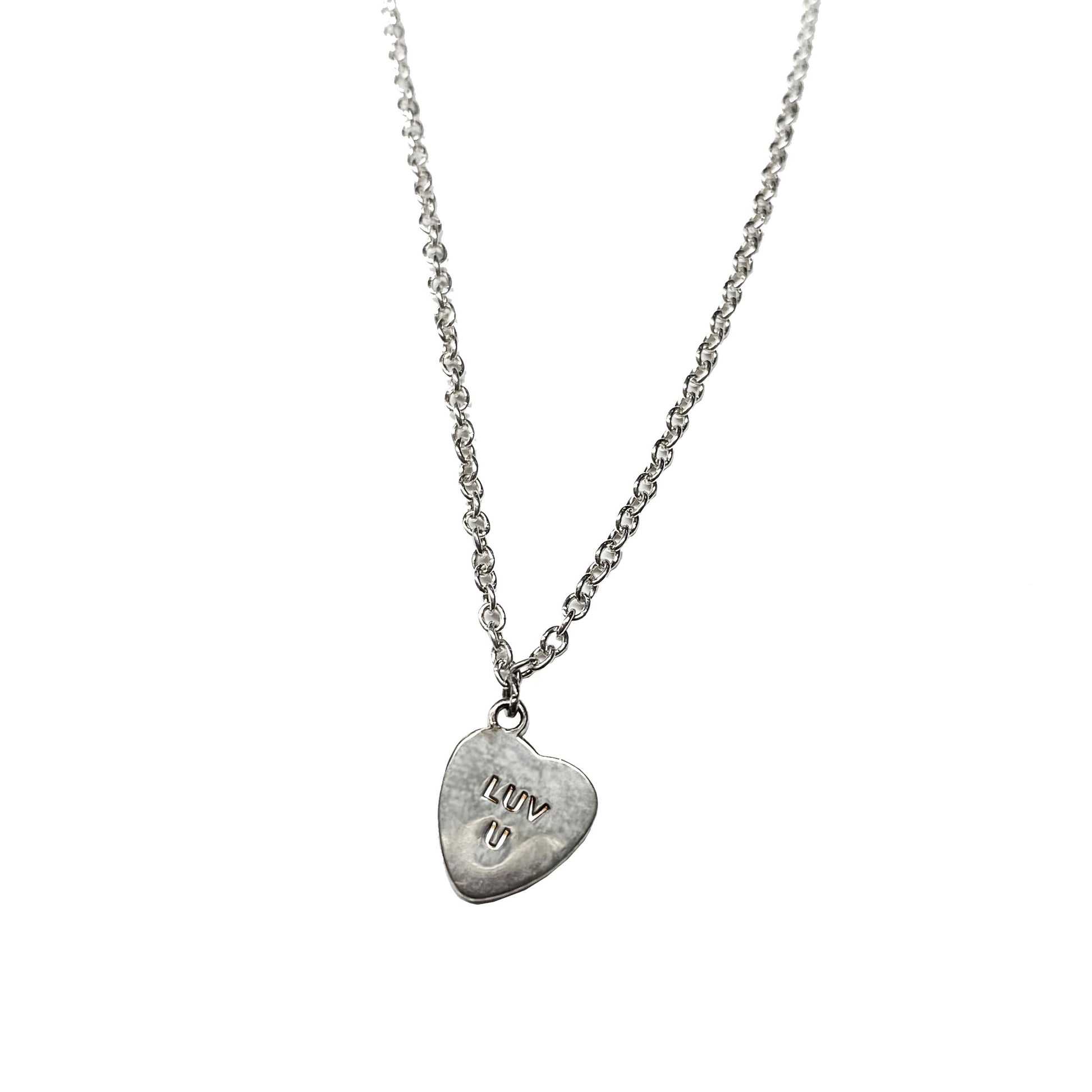 Silver "Luv U" Heart Necklace - eklektic jewelry studio