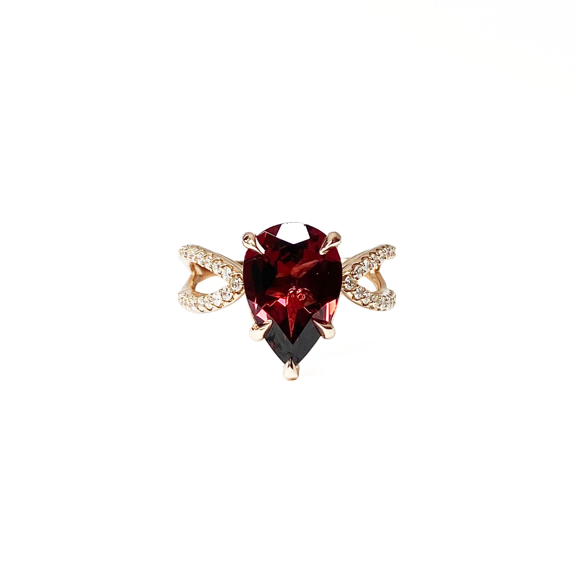 14k Rose Gold Garnet and Diamonds Ring - eklektic jewelry studio