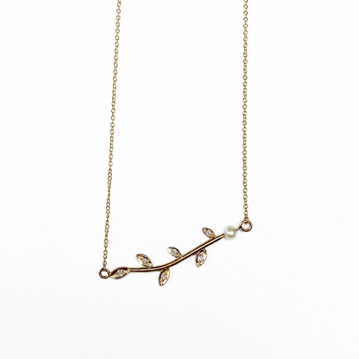 18ky Branch Necklace with Pearl - eklektic jewelry studio
