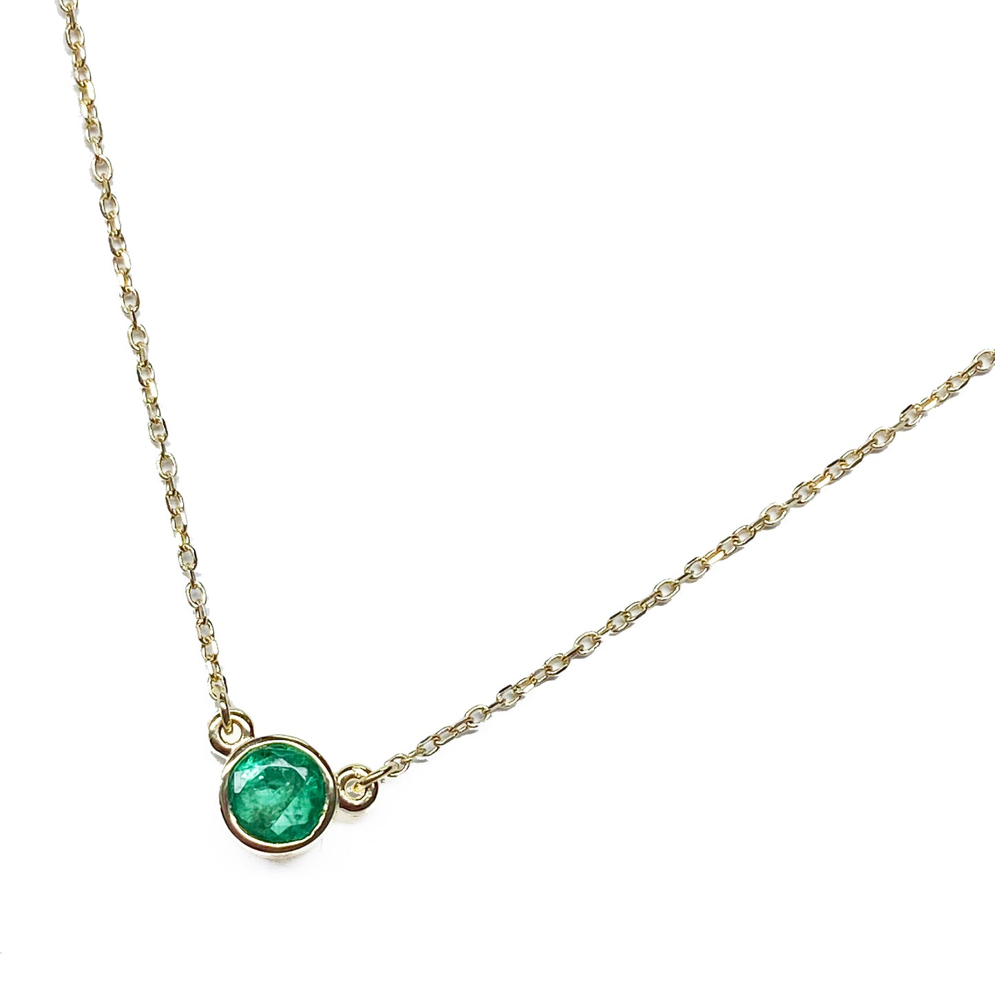 14ky Solitaire Emerald Necklace