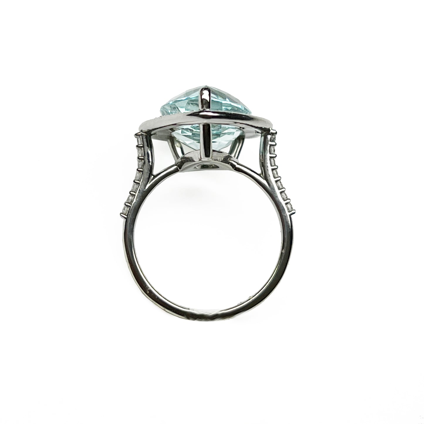14kw Aquamarine Halo Diamond Ring