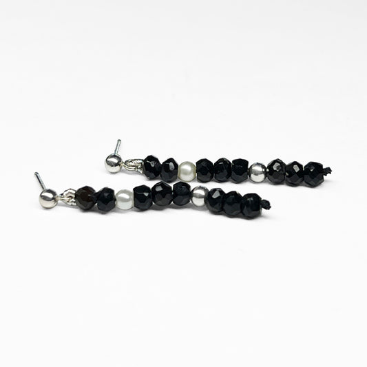 Silver Black Spinel Earrings