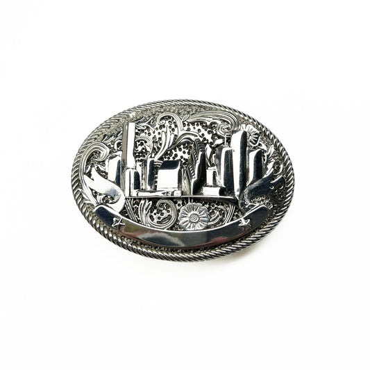 Silver Houston Skyline Belt Buckle