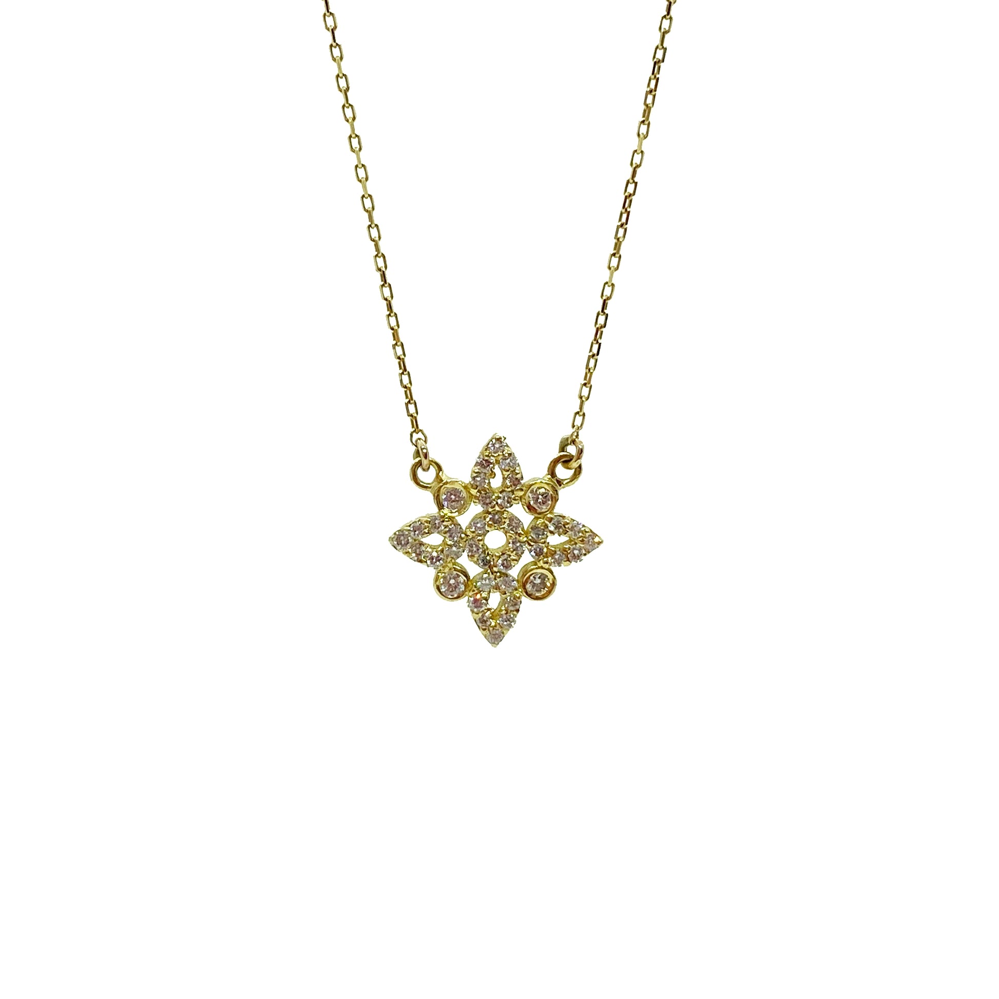 18ky Diamond Flower Necklace by Ferro & Fiori - eklektic jewelry studio