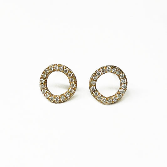 14ky Circle Dia Stud Earrings
