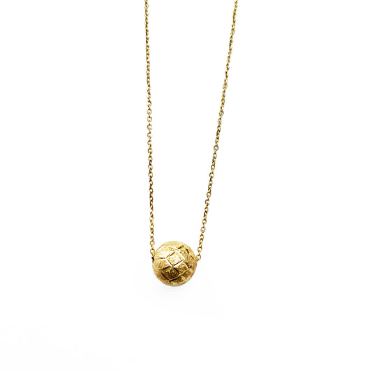 18ky Etched Ball Necklace