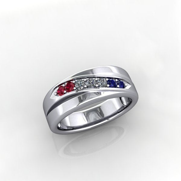 Memorial Day Ring with Tricolore Gems - eklektic jewelry studio