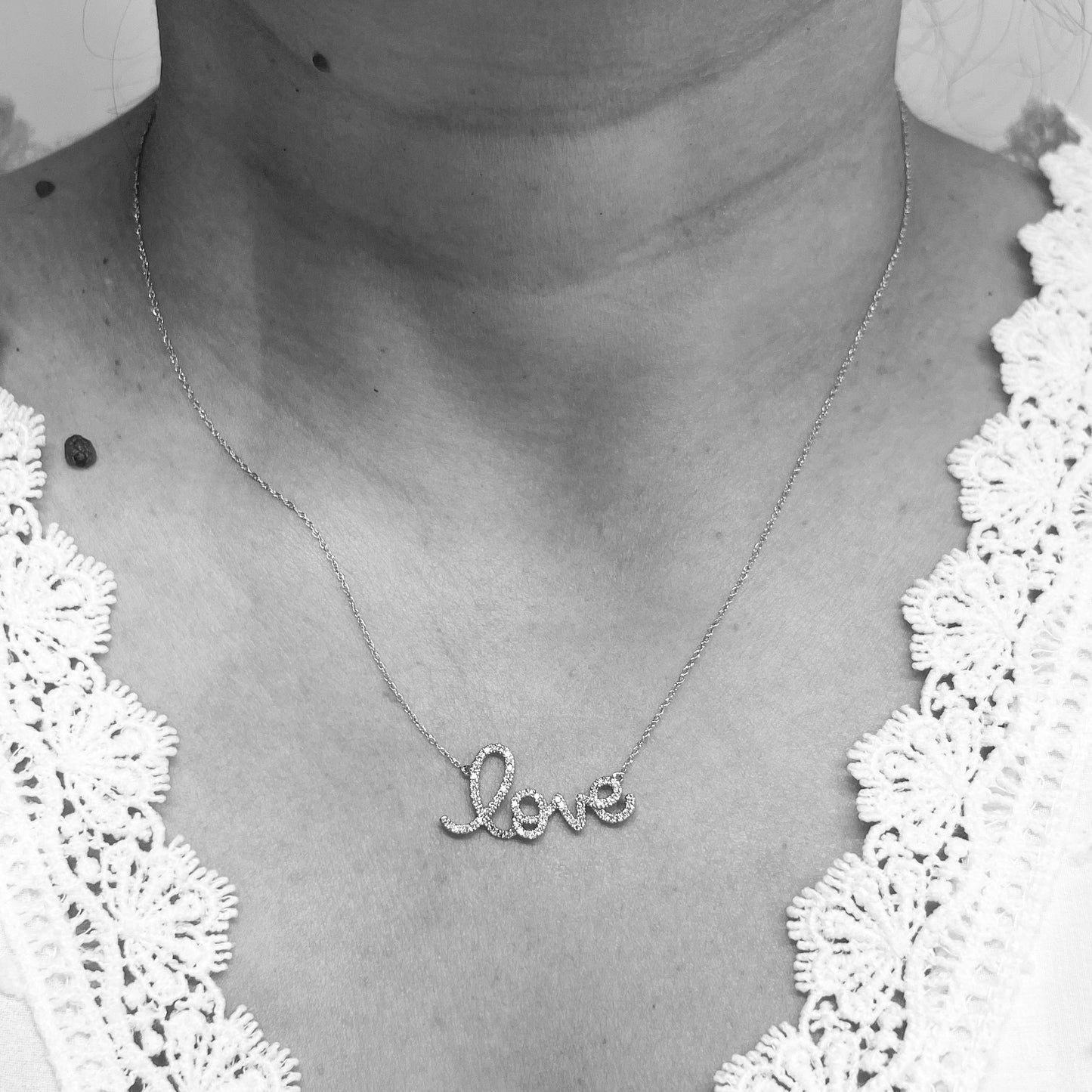 14kw Diamond Love Necklace 0.25ctw