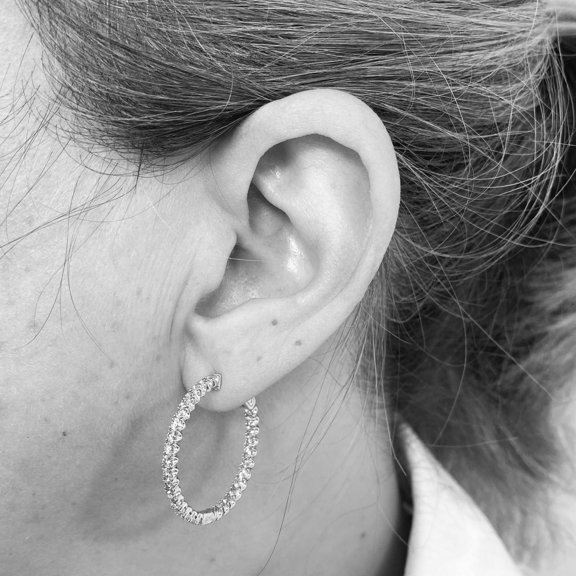 14kw Diamond Hoop Earrings 2ctw - eklektic jewelry studio